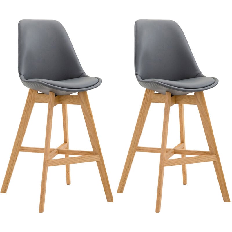 

Set De 2 Taburetes Cannes En Simil Cuero Gris Natural