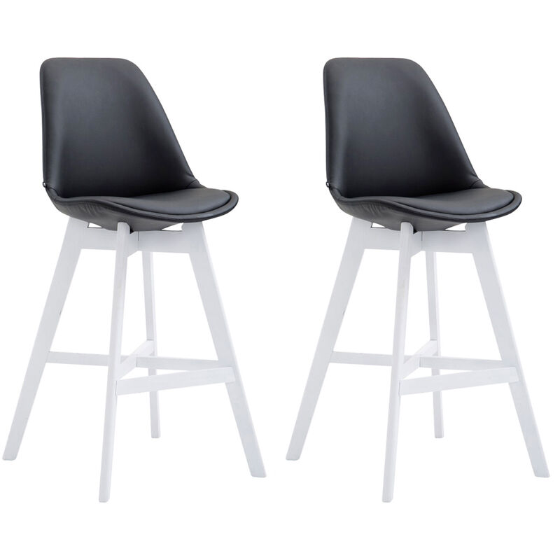 

Set De 2 Taburetes Cannes En Simil Cuero Negro Blanco