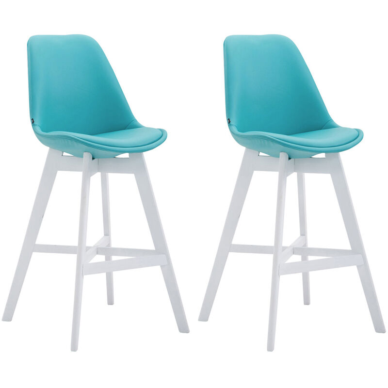 

Set De 2 Taburetes Cannes En Simil Cuero Azul Blanco