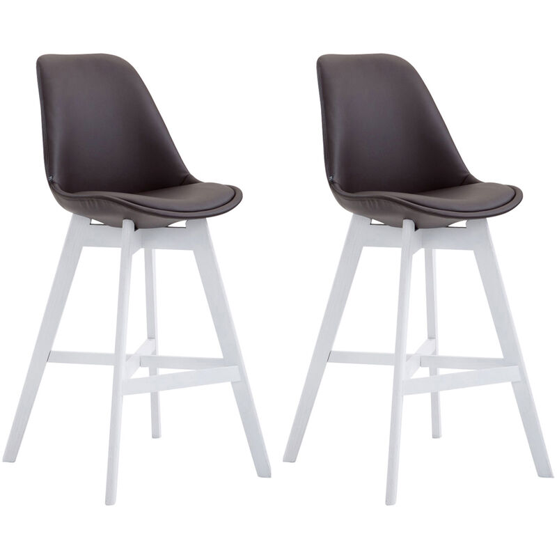 

Set De 2 Taburetes Cannes En Simil Cuero Marrón Blanco