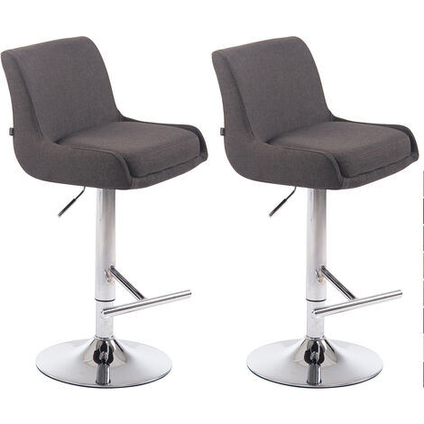 Set de 2 Taburetes Club en Tela Gris oscuro Cromado