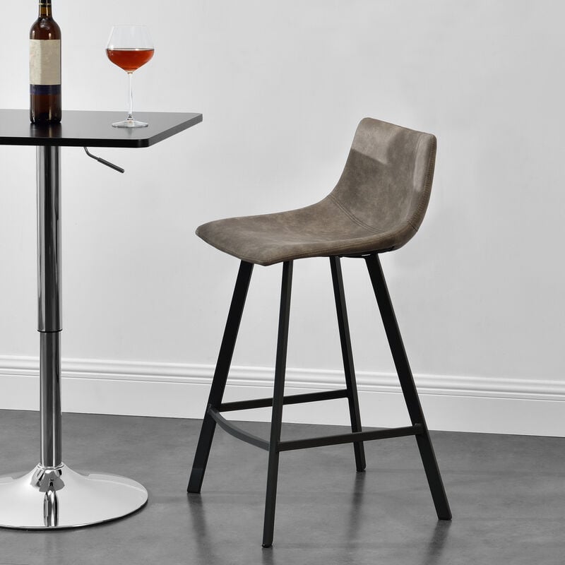 

Set de 2 taburetes de Bar Edinburgh - Altura 88 cm - Asiento de diseño - Acolchado - Imitación de Piel Alcantara - Silla de bar - Silla de barra