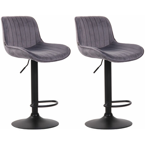 Set de 2 taburetes de bar Lentini en terciopelo Gris oscuro Negro