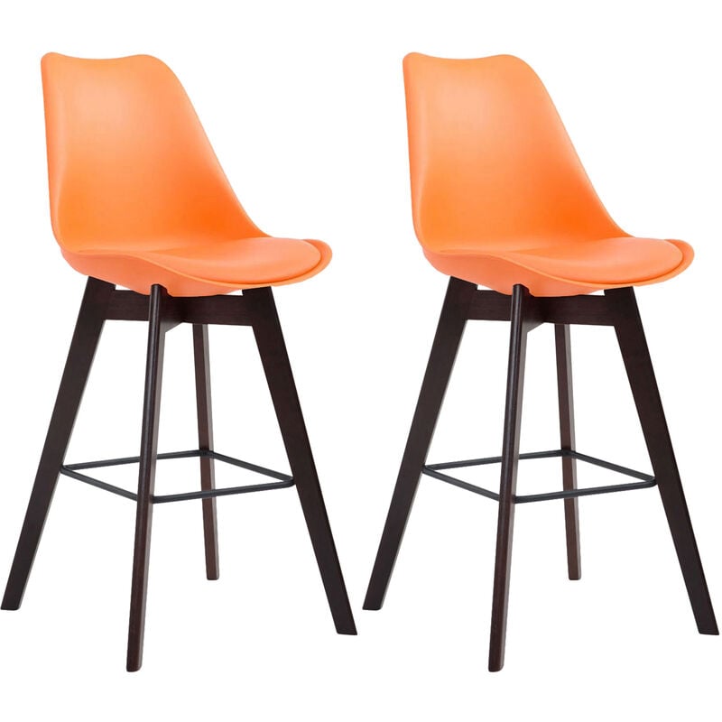 

Set De 2 Taburetes De Bar Metz Con Asiento En Polipropileno Naranja Cappuccino