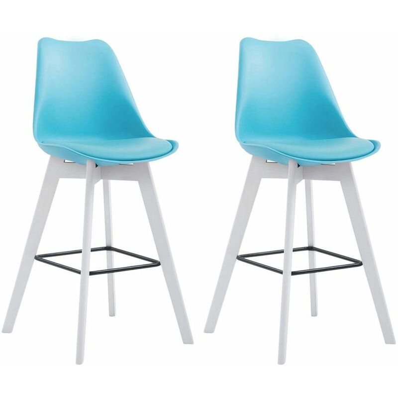 

CLP - Set De 2 Taburetes De Bar Metz Con Asiento En Polipropileno Azul Blanco