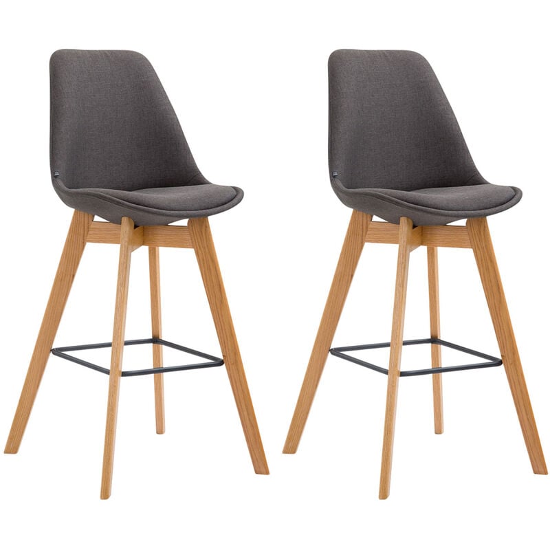 

Set De 2 Taburetes De Bar Metz Tapizados En Tela Gris oscuro Natural