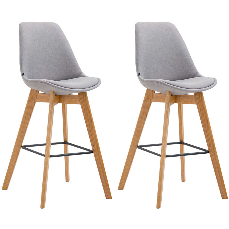 

Set De 2 Taburetes De Bar Metz Tapizados En Tela Gris Natural