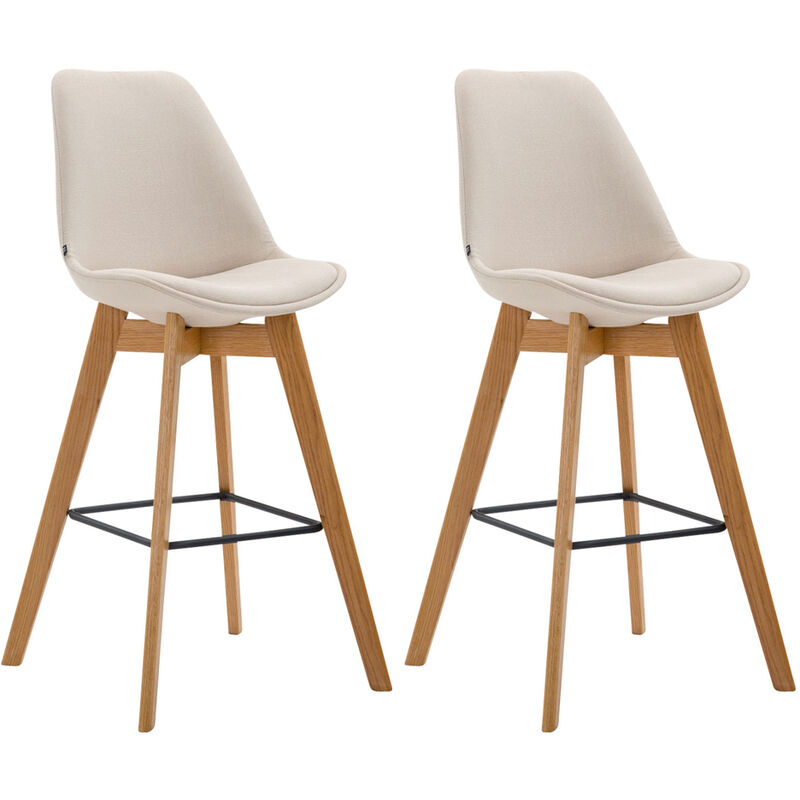 

Set De 2 Taburetes De Bar Metz Tapizados En Tela Crema Natural