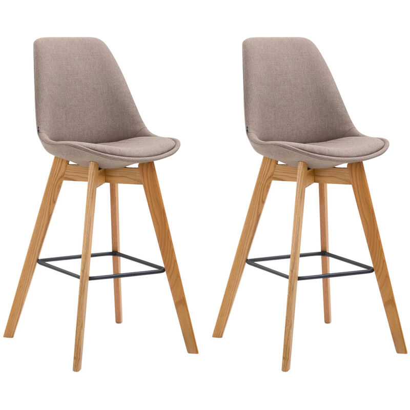 

Set De 2 Taburetes De Bar Metz Tapizados En Tela Gris topo Natural