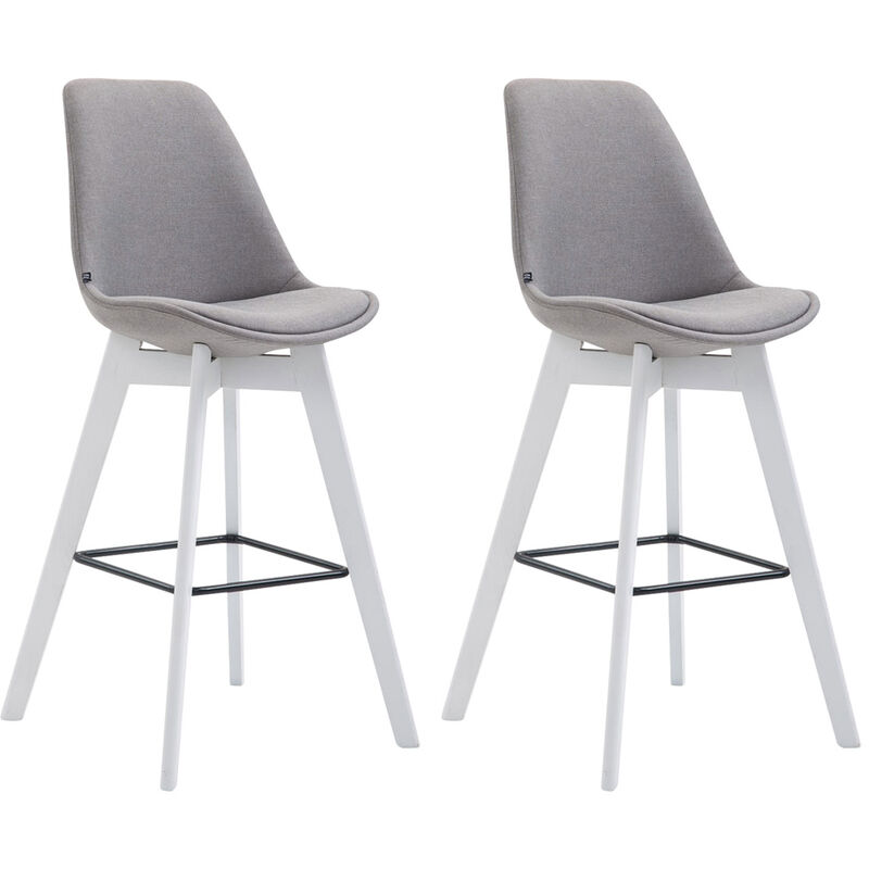 

Set De 2 Taburetes De Bar Metz Tapizados En Tela Gris Blanco