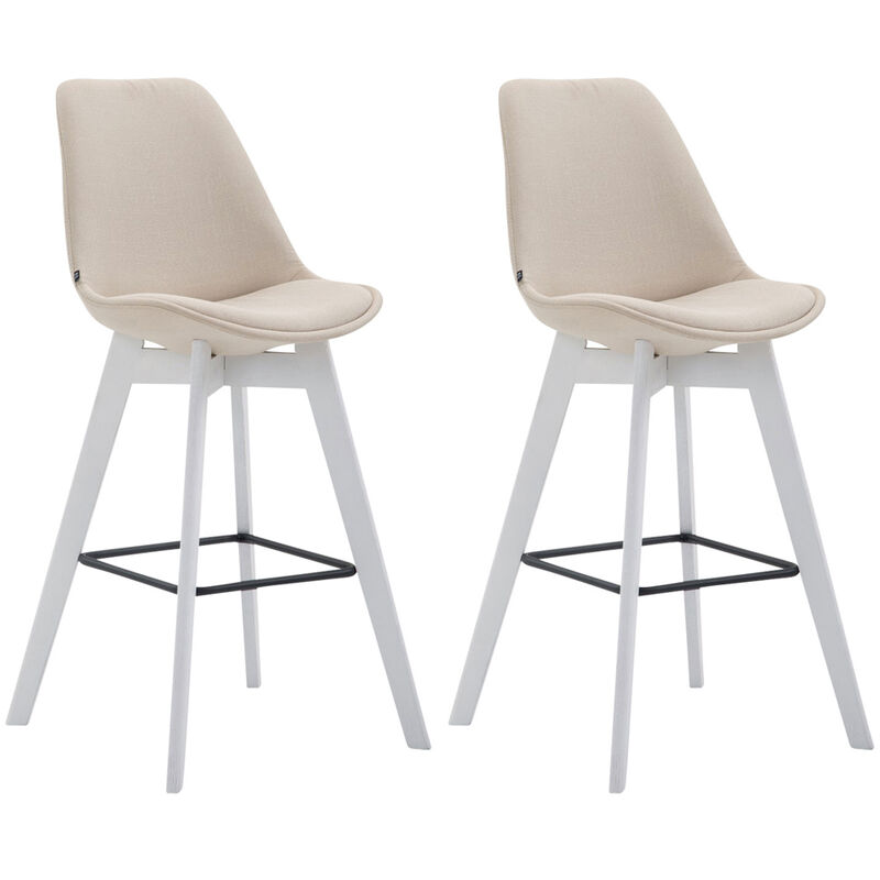 

Set De 2 Taburetes De Bar Metz Tapizados En Tela Crema Blanco