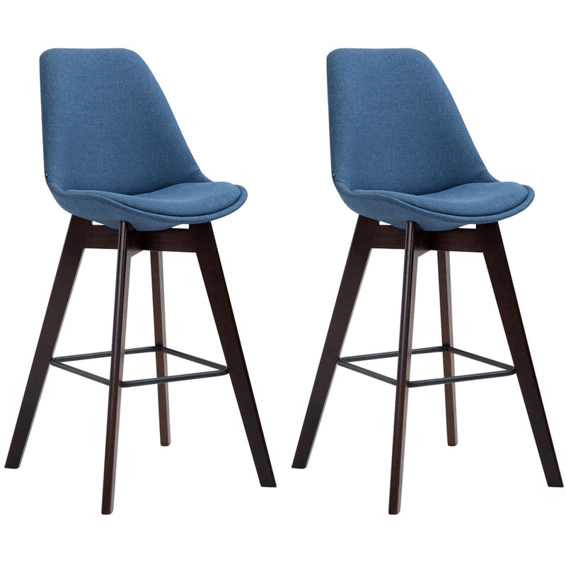 

Set De 2 Taburetes De Bar Metz Tapizados En Tela Azul Cappuccino