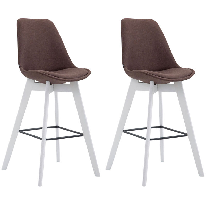 

Set De 2 Taburetes De Bar Metz Tapizados En Tela Marrón Blanco