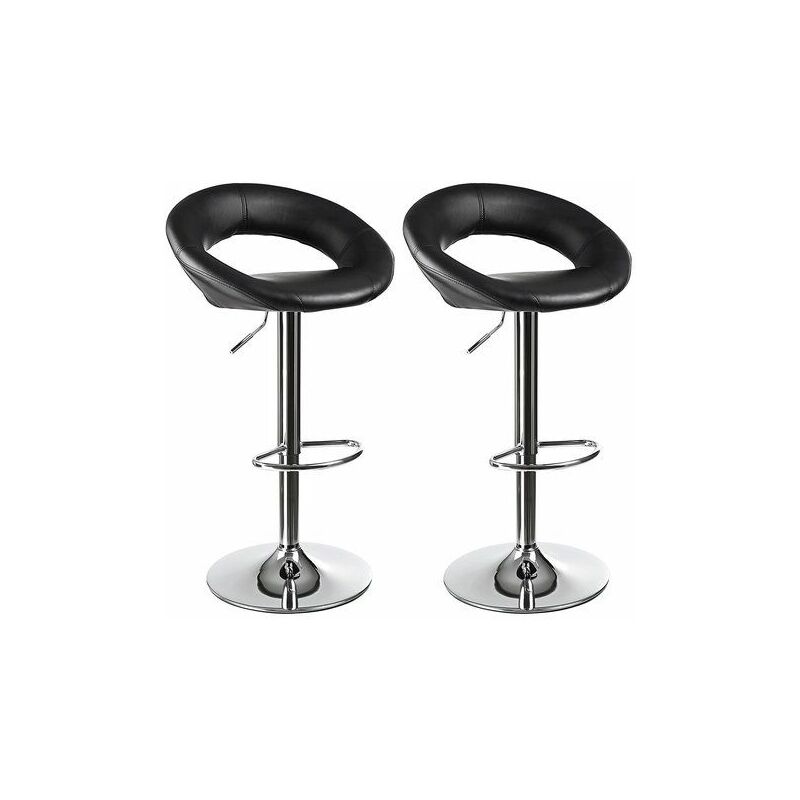 

Set de 2 Taburete de bar cocina pub alto fijo giratorio ajustable respaldo reposapiésModelo Caterina Color Negro