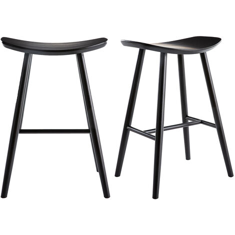 Set de 2 taburetes de cocina negros 65 cm DEMORY