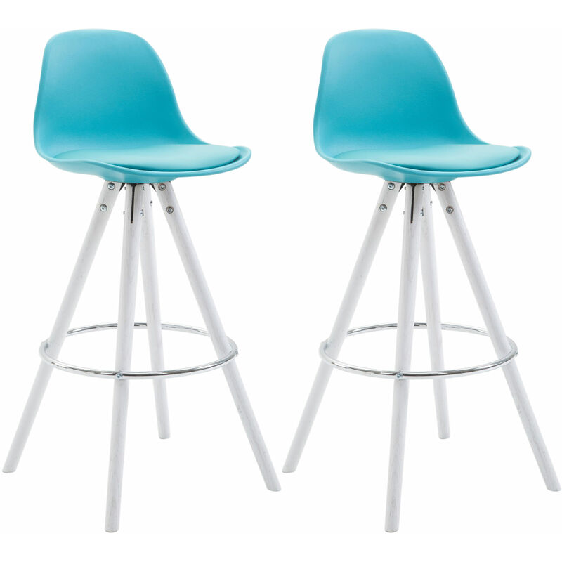 

CLP - Set De 2 Taburetes Franklin Rund ~ Asiento en Polipropileno Azul Blanco (roble)