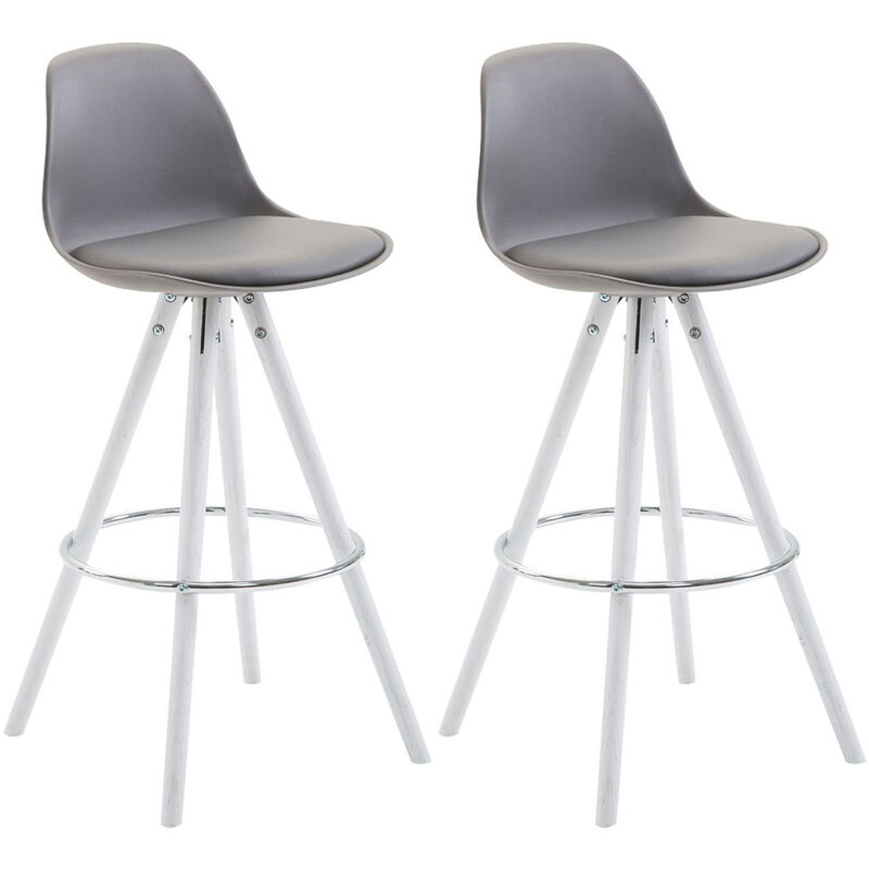 

Set De 2 Taburetes Franklin Rund ~ Asiento en Polipropileno Gris Blanco (roble)
