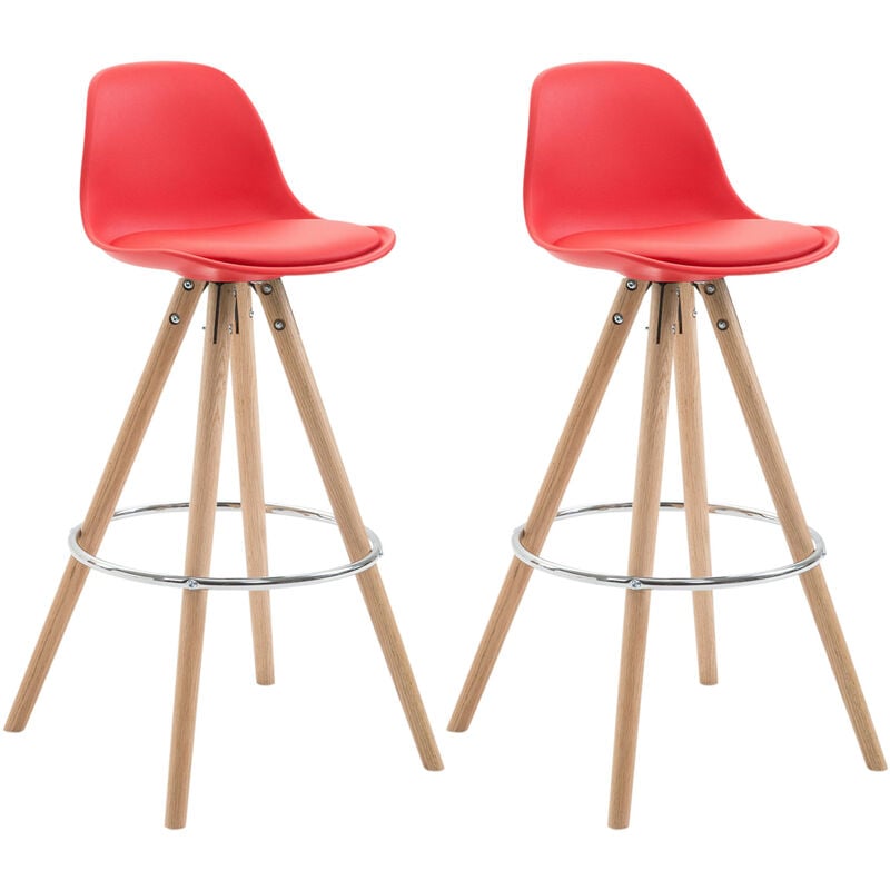 

Set De 2 Taburetes Franklin Rund ~ Asiento en Polipropileno Rojo Natural