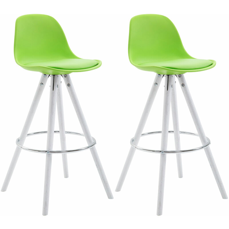 

CLP - Set De 2 Taburetes Franklin Rund ~ Asiento en Polipropileno Verde Blanco (roble)