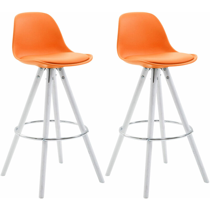 

Set De 2 Taburetes Franklin Rund ~ Asiento en Polipropileno Naranja Blanco (roble)