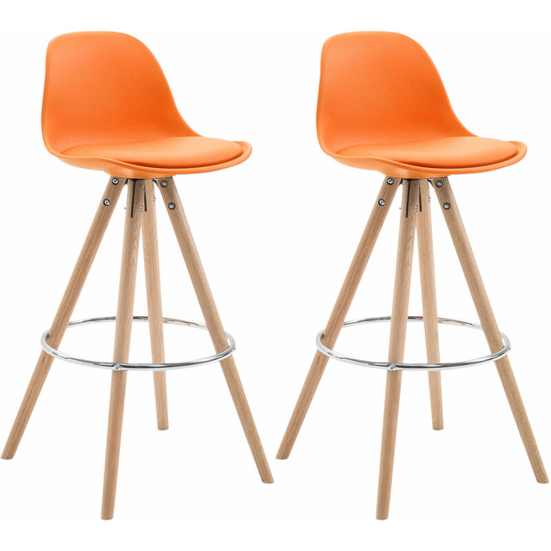 

Set De 2 Taburetes Franklin Rund ~ Asiento en Polipropileno Naranja Natural