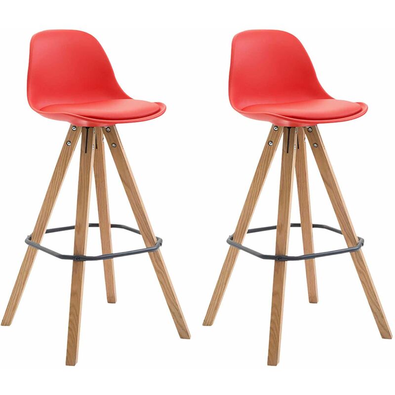 

CLP - Set De 2 Taburetes Franklin Square ~ Asiento En Polipropileno Rojo Natural (roble)