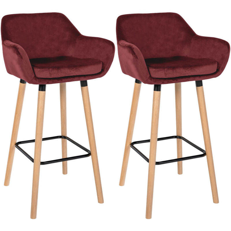 

CLP - Set De 2 Taburetes Grant En Terciopelo Rojo