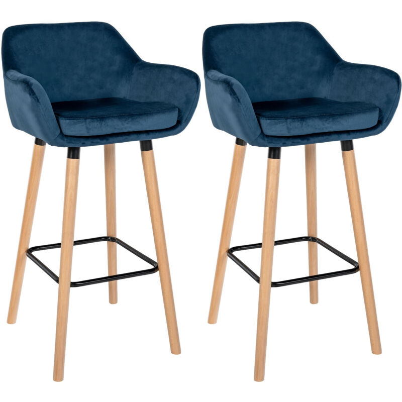 

CLP - Set De 2 Taburetes Grant En Terciopelo Azul