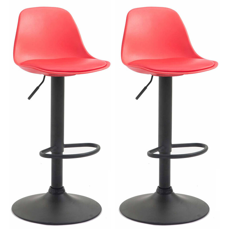 

CLP - Set De 2 Taburetes Kiel En Polipropileno Rojo Metal negro mate