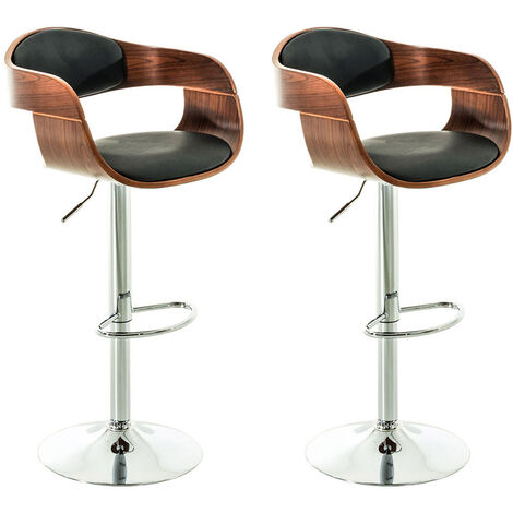 Set De 2 Taburetes Kingston En Simil Cuero Nogal/negro
