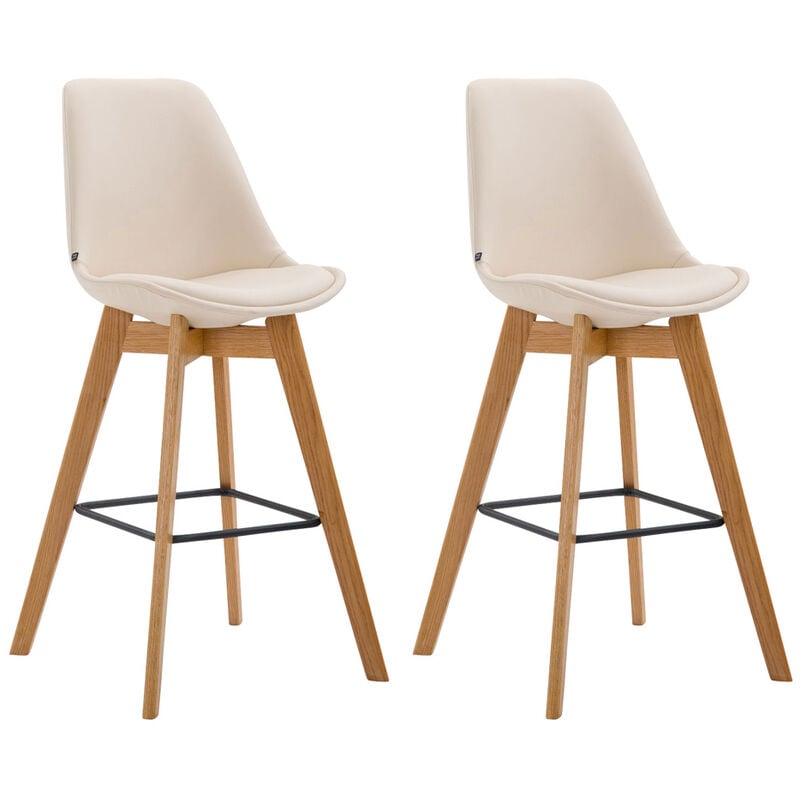 

Set De 2 Taburetes Metz En Simil Cuero Crema Natural
