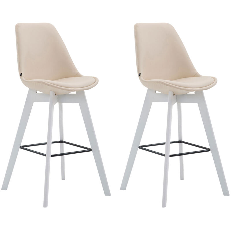 

Set De 2 Taburetes Metz En Simil Cuero Crema Blanco