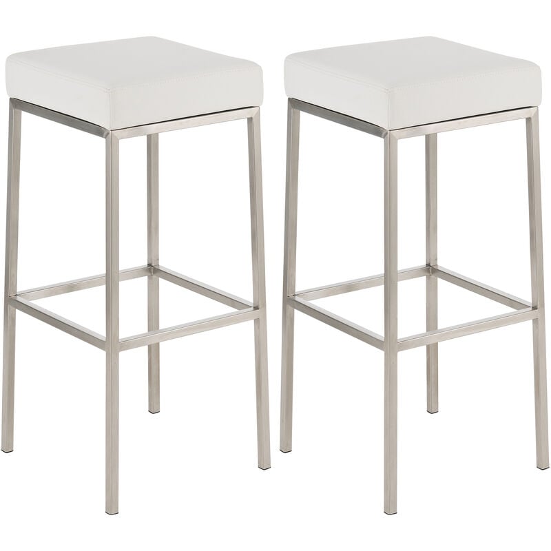 

CLP - Set De 2 Taburetes Montreal ~ Altura 85 cm Blanco Acero inoxidable
