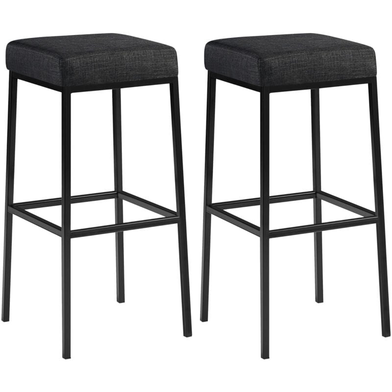 

CLP - Set De 2 Taburetes Montreal En Tela ~ Altura 80 cm Gris oscuro Negro