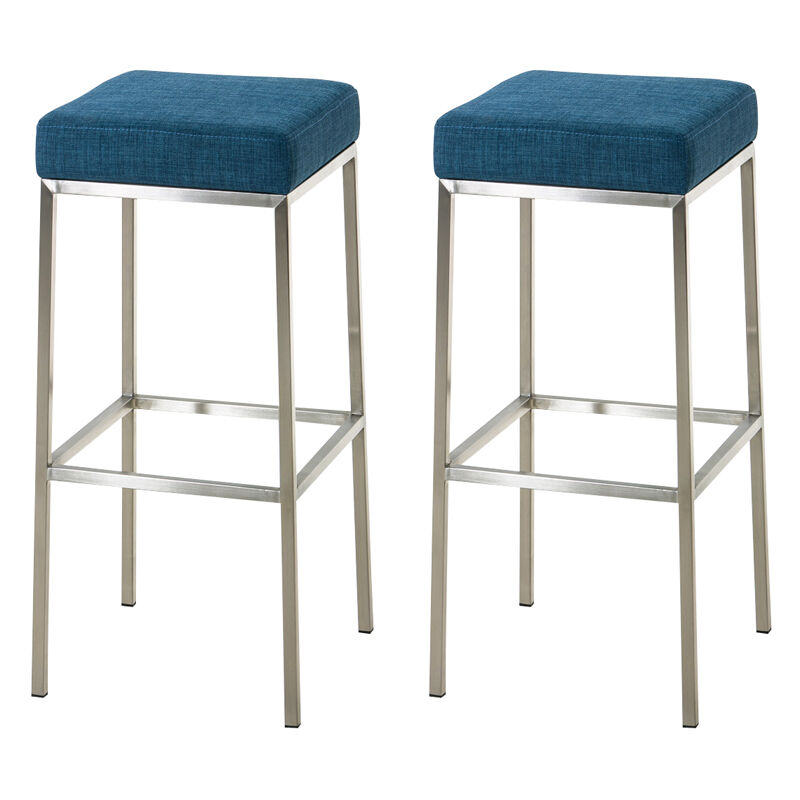 

Set De 2 Taburetes Montreal En Tela ~ Altura 80 cm Azul Acero inoxidable