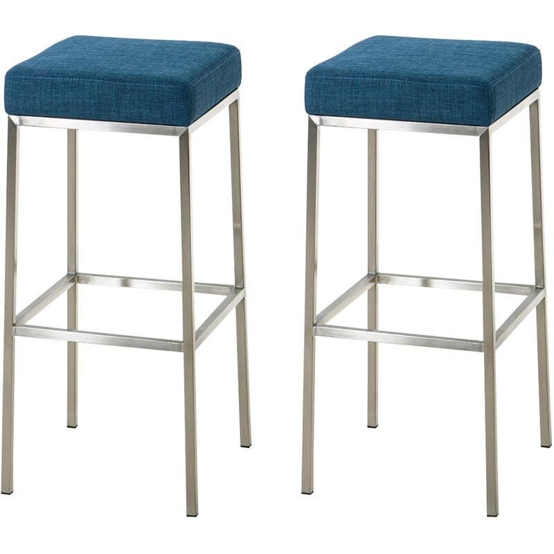 

Set De 2 Taburetes Montreal En Tela ~ Altura 85 cm Azul Acero inoxidable