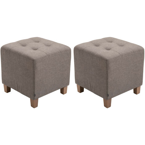 Set de 2 Taburetes Puff Pharao en tela Gris topo
