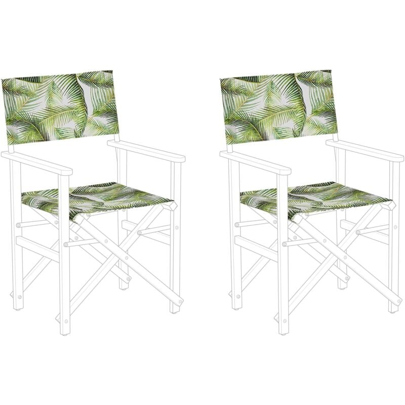 2 Toiles pour Transat avec Motif Feuilles Tropicales Vert et Blanc en Polyester 52 x 45 cm Idéal pour l'Extérieur Beliani