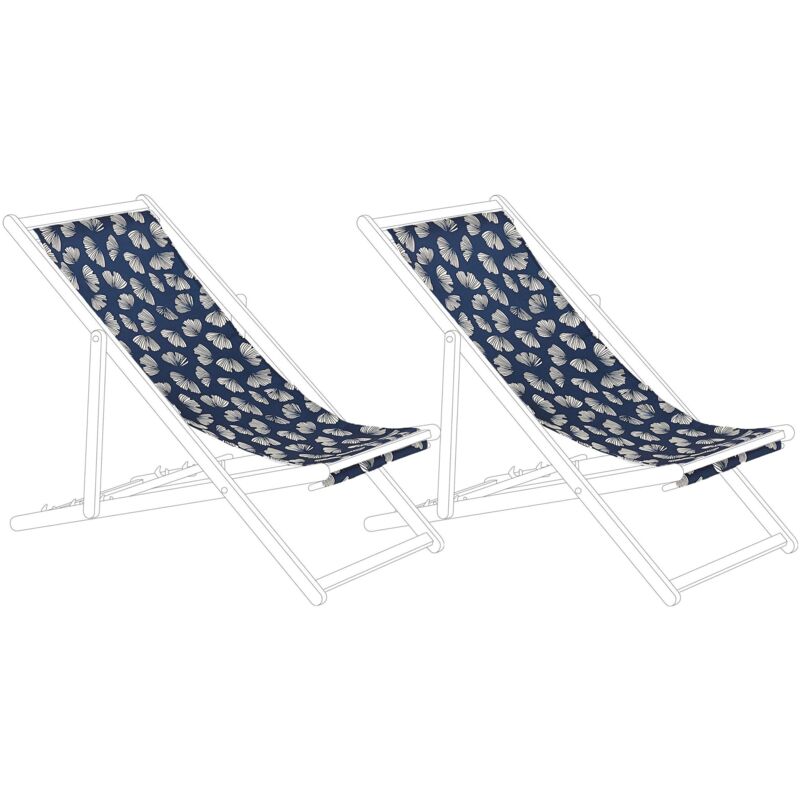 Beliani - 2 Toiles de Transat 113 x 44 cm en Polyester Bleu Marine Anzio / Avellino