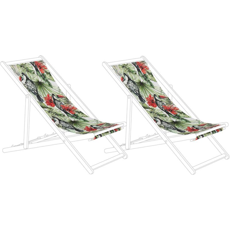 2 Toiles de Transat 113 x 44 cm en Polyester Vert et Rouge Anzio / Avellino