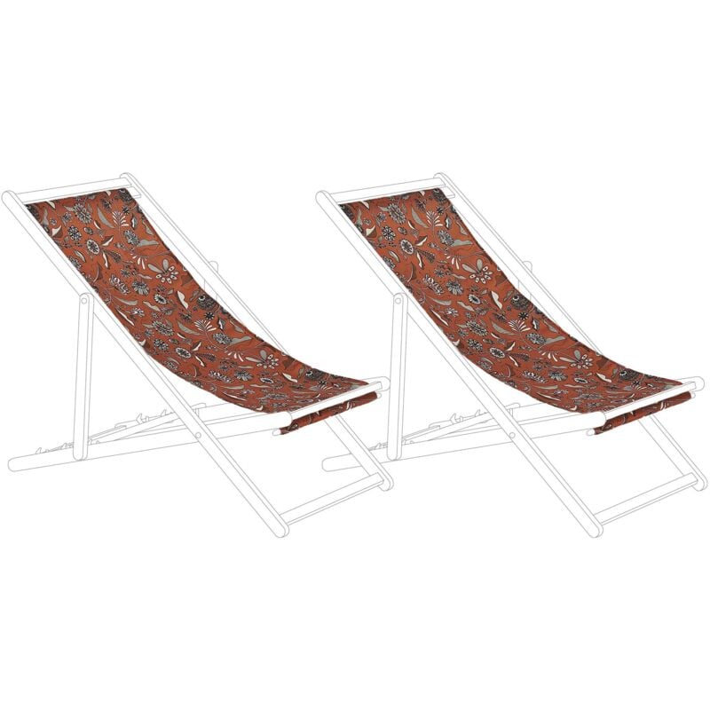 Beliani - 2 Toiles de Transat 113 x 44 cm en Polyester Rouge Anzio / Avellino