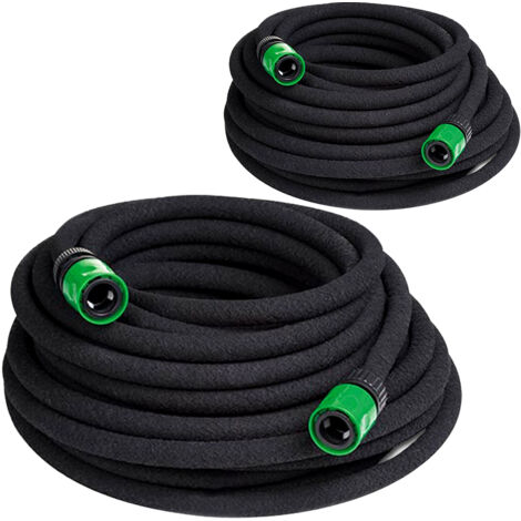 Set de 2 Tuyaux d'arrosage micro-poreux Economies d'eau 15 mètres Entretien jardin Irrigation fleurs plantes Jardinage
