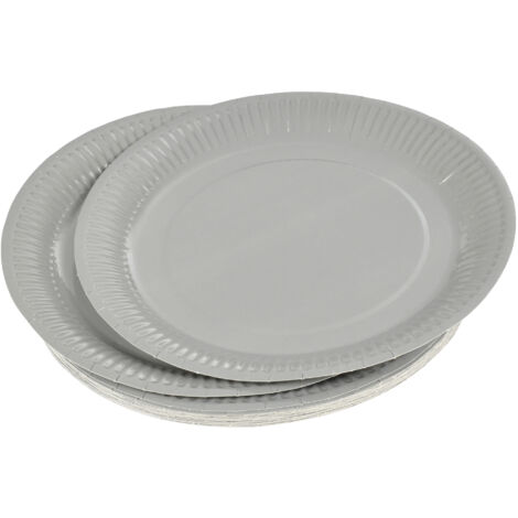 Set de 20 assiettes carton 23 cm Unies gris