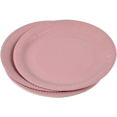Set de 20 assiettes carton 23 cm Unies rose poudre