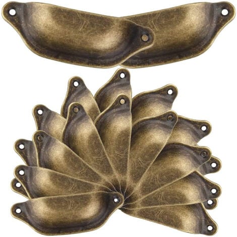 Set de 20 Boutons Meubles Vintage Forme de Coquille Bronze Poignées Tiroir en Fer avec Vis