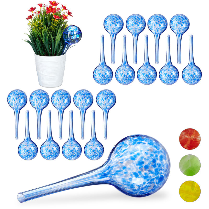 

Set de 20 globos de riego, Sistema de riego para plantas, Vacaciones, Ø 6cm, Azul, Vidrio