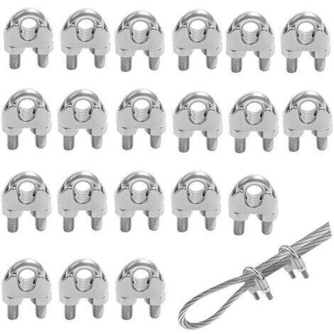 Set de 20 Serres-Câbles Inoxydable 304, 5mm - Fixation Sécurisée Anti-Rouille pour Câbles, Éclairage, Auvents