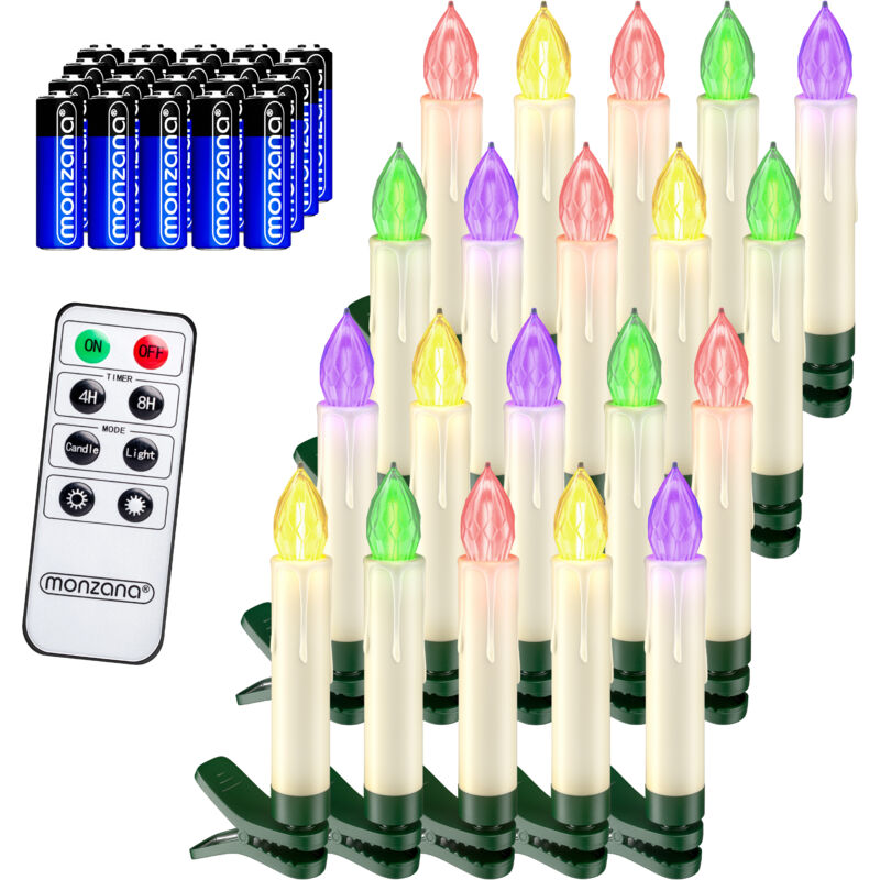 

Set de 20/30 Velas LED inalámbricas con Control remoto Temporizador 8 funciones y pilas incluidas - Blanco/Multicolor 20 pzs / Multicolor + Pilas