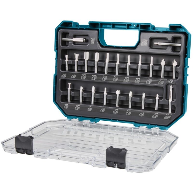 Coffret de 22 Fraises à Bois Makita D-74784 – Tige Ø8 mm, Accessoires Variés