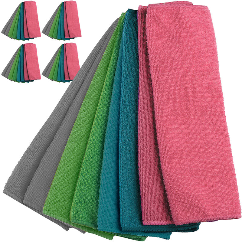 Deuba - Set de 24/40 chiffons microfibres 30 x 30 cm chiffon de nettoyage maison cuisine 40 Stück (de)